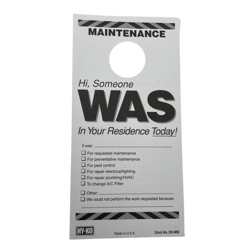 HY-KO PRODUCTS DH-MW 7 in. x 3-1/2 in. Paper Reversible Maintenance Door Hang Tag Black Pack of 50 - Image 4